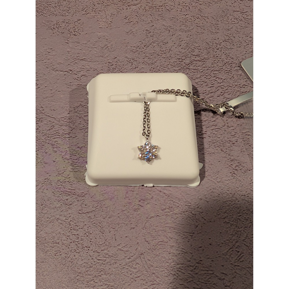 Snowflake Necklace Women OS Silver 925 Sterling VVSD Moissanite 0.25ct NWT